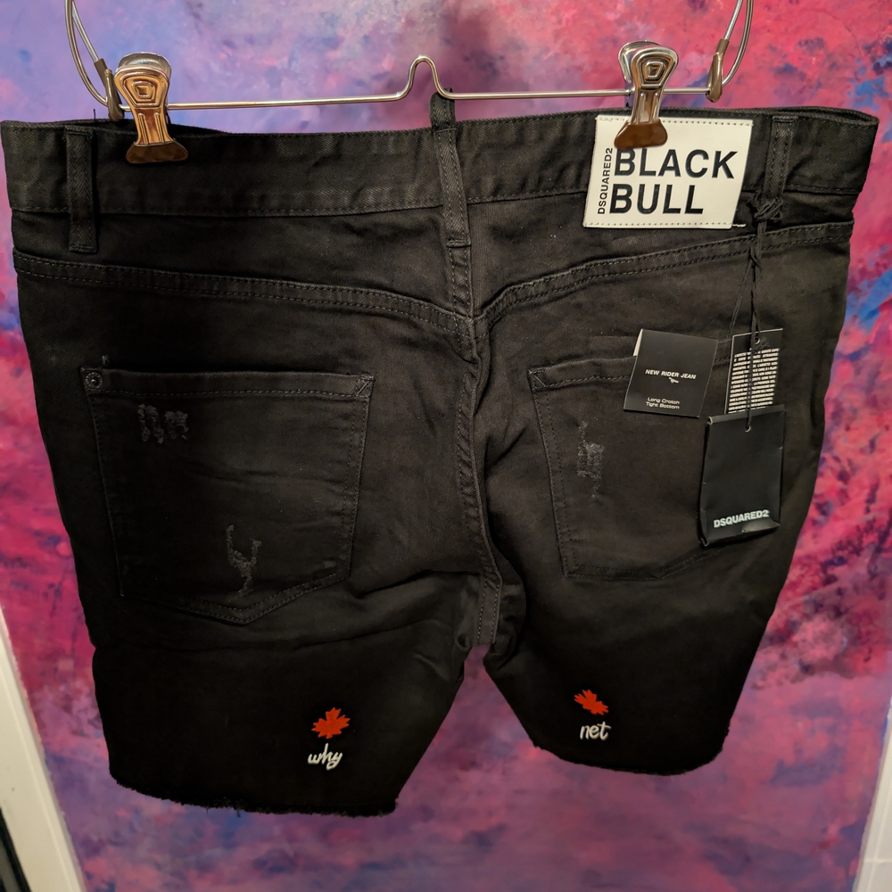 Black Bull Distressed Black Denim Shorts